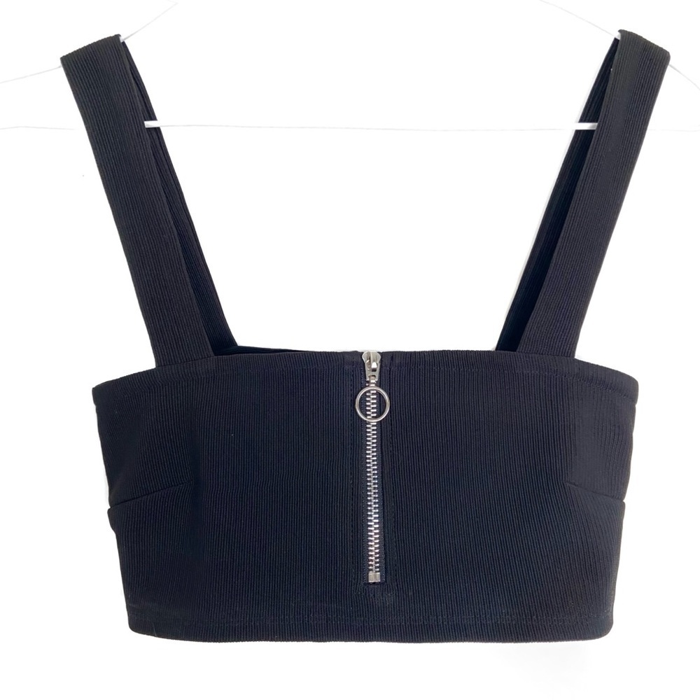 TWIIN Circa Zip Front Ribbed Crop Top